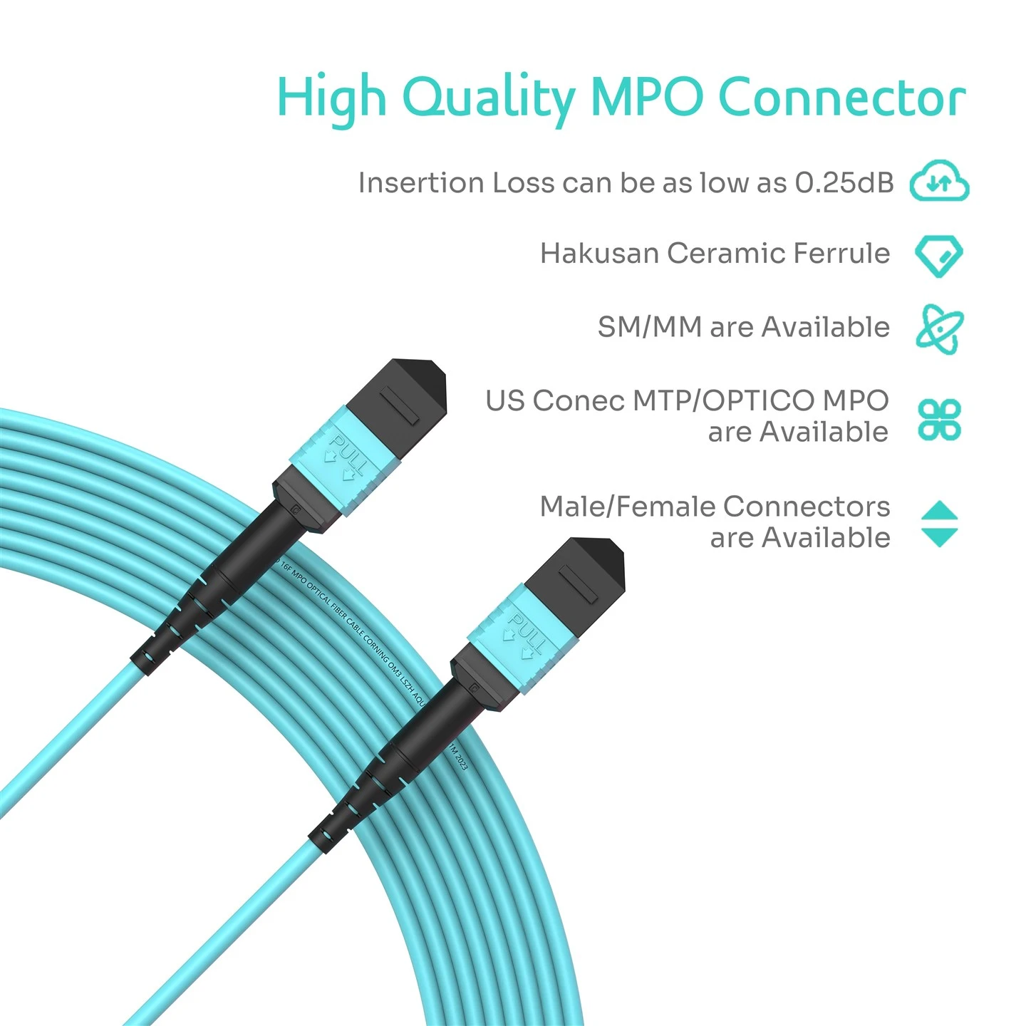 16F MPO Male To MPO Female Trunk Cable OM3
