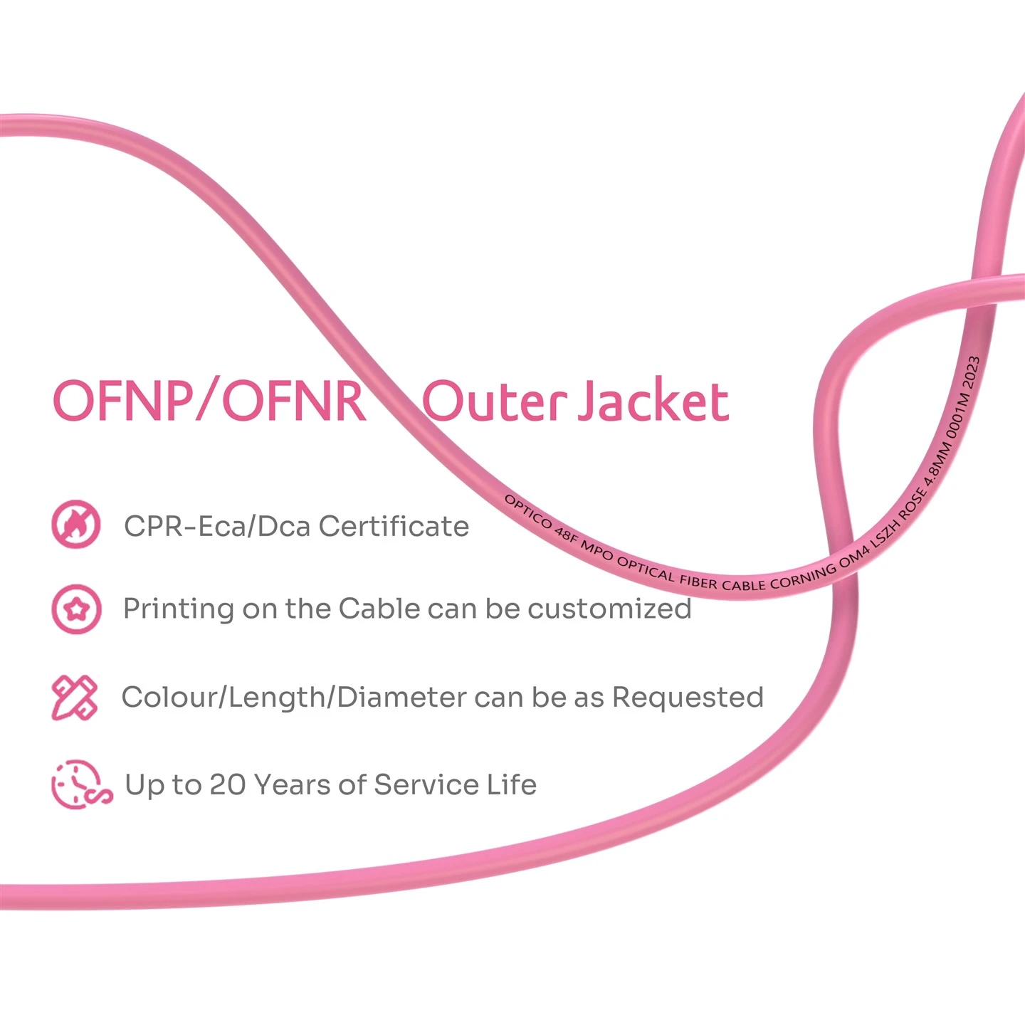 48F 4x12F MTP MPO-4x12F MTP MPO Patchcord OM4 Rose 48F 4x12F MTP MPO-4x12F MTP MPO Patchcord OM4 Rose